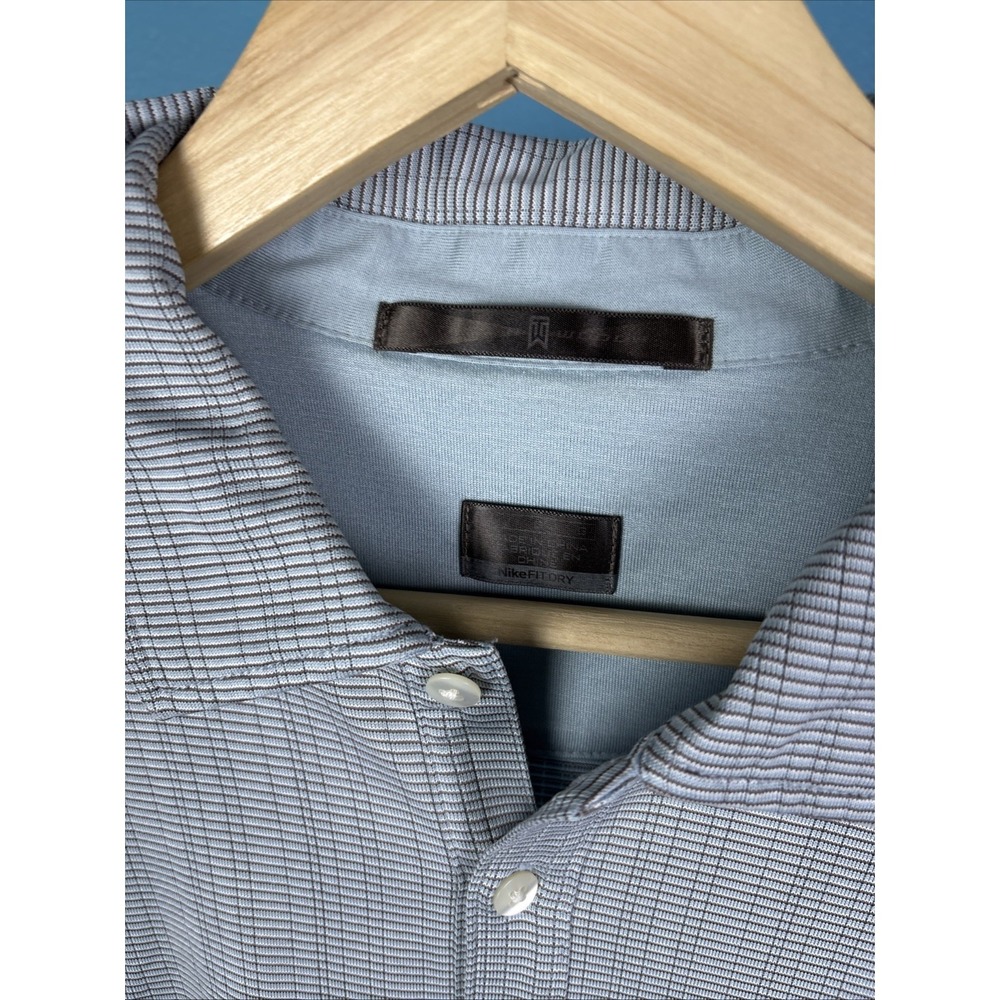 NIKE Fit-Dry TIGER WOODS COLLECTION Men's Sz L Gray Long-Sleeve Golf Polo Shirt - Picture 4 of 9